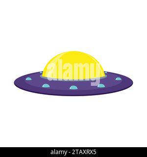 UFO e Flying Saucer, astronave su sfondo bianco. Illustrazione vettoriale Illustrazione Vettoriale