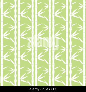 Motivi di bambù verde natura tropicale senza cuciture. Illustrazione vettoriale. Illustrazione Vettoriale