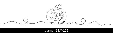 Disegno continuo della zucca di Halloween. Uno sfondo del disegno di una linea. Illustrazione vettoriale. Linea continua della zucca. Illustrazione Vettoriale