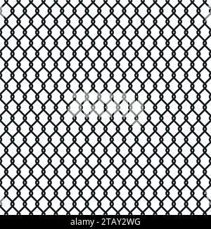 Motivo senza cuciture della recinzione metallica cablata isolato su sfondo bianco. Illustrazione vettoriale della rete metallica in acciaio Illustrazione Vettoriale