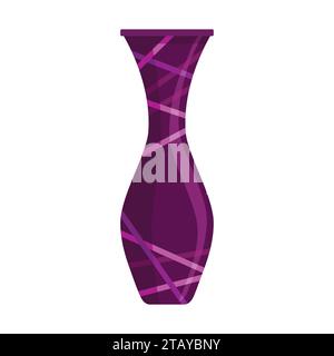 Vettore di vaso viola isolato su sfondo bianco. Vaso moderno per fiori. Illustrazione vettoriale Illustrazione Vettoriale