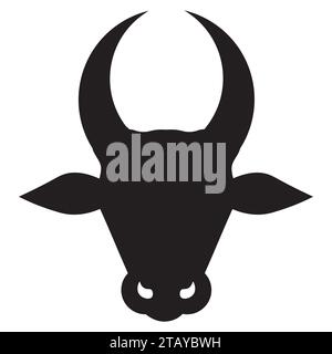 illustrazione in bianco e nero della testa del toro Illustrazione Vettoriale