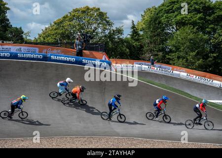 Glasgow, Scozia, Regno Unito. 8 agosto 2023: I Campionati del mondo di ciclismo UCI 2023 BMX Youth Racing a Glasgow. Foto Stock