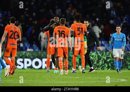 Napoli, Italia. 3 dicembre 2023. Al termine della partita di serie A tra SSC Napoli e FC Internazionale, si festeggia lo stadio Diego Armando Maradona di Napoli (Italia), 3 dicembre 2023. Crediti: Insidefoto di andrea staccioli/Alamy Live News Foto Stock