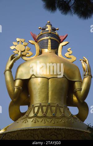 Nepal, valle di Kathmandu, Swayambhu, Chenrezig, Avalokitesvara, statua del buddha, Foto Stock