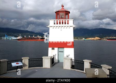 Il faro di Brockton Point a Stanley Park, Vancouver, Canada, costruito nel 2014 Foto Stock