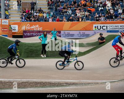 Glasgow, Scozia, Regno Unito. 8 agosto 2023: I Campionati del mondo di ciclismo UCI 2023 BMX Youth Racing a Glasgow. Foto Stock