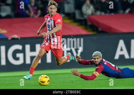 Barcellona, ESP. 3 dicembre 2023. FC BARCELONA vs ATLETICO DE MADRID 3 dicembre 2023 Joao Félix (14) del FC Barcelona celebra il primo gol della sua squadra durante la partita tra FC Barcelona e Atletico de Madrid corrispondente al quattordicesimo giorno di la Liga EA Sports allo Stadio Olimpico Lluis Companys di Montjuic a Barcellona, Spagna. Crediti: Rosdemora/Alamy Live News Foto Stock