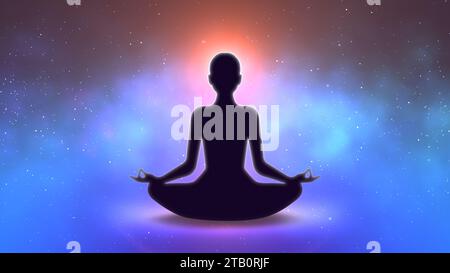 Posa di loto della meditazione yoga cosmica Foto Stock