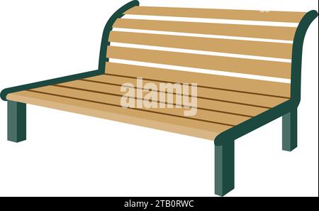 Una panchina di legno come quella che trovi in un parco. Illustrazioni di stile semplici e carine. Illustrazione Vettoriale