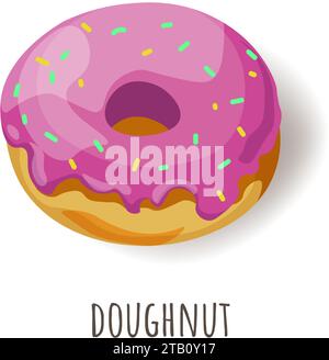 Ciambella dolce con glassa e dessert cosparso Illustrazione Vettoriale