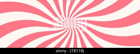Sfondo di gelato radiale vorticoso. Spirale vortex rosa. Spirale con scoppio psichedelico. Consistenza lecca-lecca alla fragola e al latte. Dolcetti a vortice Illustrazione Vettoriale