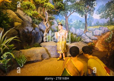 Un diorama del Golden Hongsa che trova Phra Sri Muang una moglie. Al Museo Siriraj Bimuksthan di Bangkok, Thailandia. Foto Stock