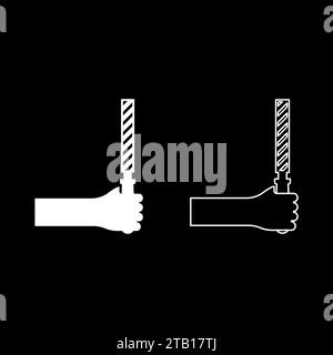 Lima in metallo a mano raspa in braccio utilizzare strumenti manuali per carpenteria icona set da lavoro colore bianco immagine vettoriale semplice solido Illustrazione Vettoriale