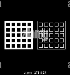 Griglia reticolo reticolo trellis rete rete griglia barbecue superficie di grigliatura forma quadrata icona set colore bianco immagine vettoriale riempimento semplice in tinta unita Illustrazione Vettoriale