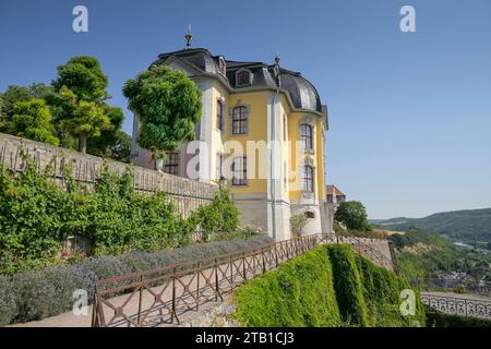 Rokokoschloss, Dornburg, Thüringen, Deutschland *** castello rococò, Dornburg, Turingia, Germania credito: Imago/Alamy Live News Foto Stock