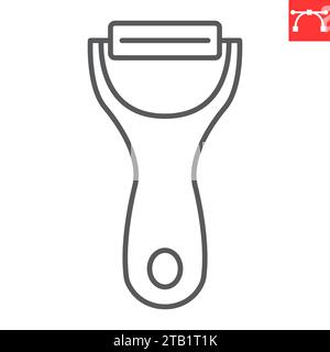 Icona della linea Peeler, utensili da cucina e da cucina, icona vettoriale del pelapatate, grafica vettoriale, segno di contorno del tratto modificabile, eps 10 Illustrazione Vettoriale