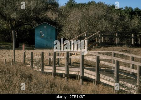 Ingresso alla spiaggia di Wood (Punta Marina, Italia) Foto Stock