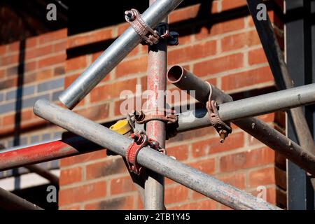 Impalcature su un edificio, primo piano, Regno Unito Foto Stock