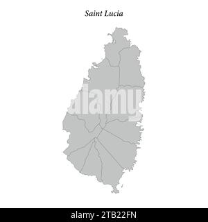 Semplice mappa piatta di Santa Lucia con i confini del quartiere Illustrazione Vettoriale
