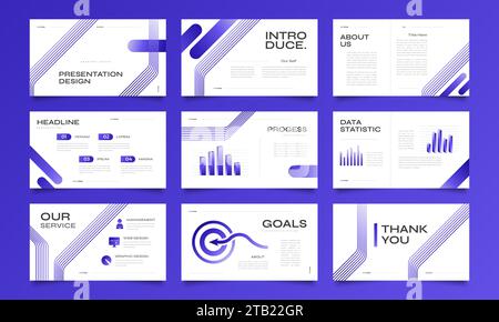 Progettazione di modelli di presentazione moderni e puliti con elementi infografici. Utilizzare per presentazione, Branding, Marketing, pubblicità, Report annuale Illustrazione Vettoriale