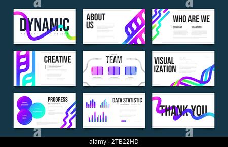 Progettazione di modelli di presentazione moderni e colorati con elementi infografici. Utilizzare per presentazione, Branding, Marketing, pubblicità, Report annuale Illustrazione Vettoriale