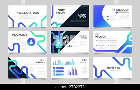 Progettazione di modelli di presentazione moderni e puliti con elementi infografici. Utilizzare per presentazione, Branding, Marketing, pubblicità, rapporto annuale, banner Illustrazione Vettoriale