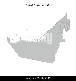 Semplice mappa piatta degli Emirati Arabi Uniti con confini distrettuali Illustrazione Vettoriale