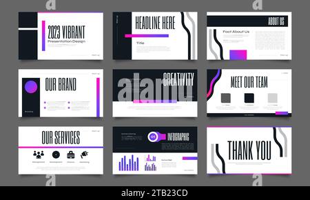 Progettazione di modelli di presentazione moderni e minimalisti con elementi infografici. Utilizzare per presentazione, Branding, Marketing, pubblicità, Report annuale Illustrazione Vettoriale