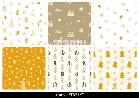 Set di motivi Vector Seamless natalizi Illustrazione Vettoriale