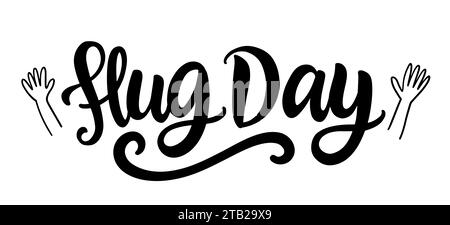 Scritta a mano con logo del National Hug Day. Illustrazione Vettoriale