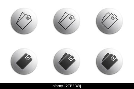 Icone portafoglio impostate. Illustrazione del vettore piatto Illustrazione Vettoriale