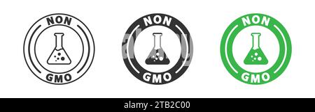 Etichette non OGM. Concetto di cibo biologico sano. Illustrazione vettoriale Illustrazione Vettoriale