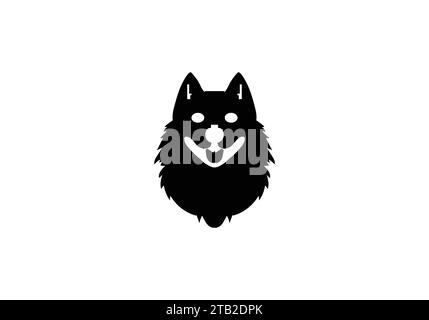 American Eskimo Dog disegno icona di stile minimale Illustrazione Vettoriale