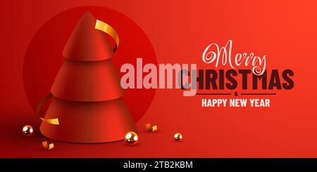 Albero di Natale astratto geometrico. Buon Natale e felice anno nuovo banner. Illustrazione vettoriale Illustrazione Vettoriale