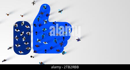 Un grande gruppo di persone in piedi come un segno. La gente è affollata. Concetto di social network. Vista dall'alto. Illustrazione vettoriale Illustrazione Vettoriale