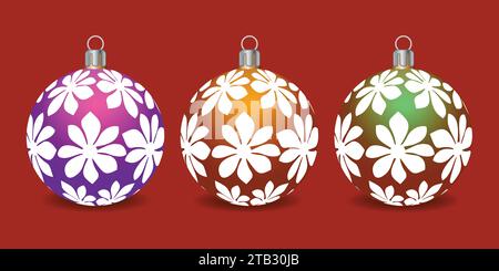 Set di brillanti palline di Natale. Concept esclusivo, disegnato a mano e realizzato con cura per il prossimo Natale. Illustrazione Vettoriale