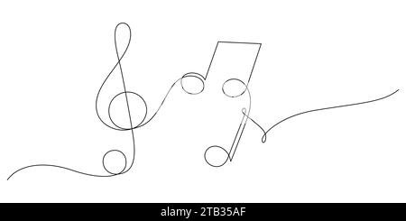 concetto musicale con note musicali in una riga che disegnano il vettore minimalista Illustrazione Vettoriale