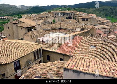 SOS del Rey Catolico (Conjunto Historico Artistico), tetti. Regione di Cinco Villas, provincia di Saragozza, Aragona, Spagna. Foto Stock