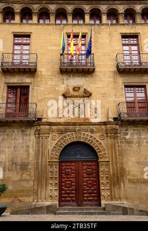 SOS del Rey Catolico (Conjunto Historico artistico), municipio rinascimentale (XVI secolo). Regione di Cinco Villas, provincia di Saragozza, Aragona, Spagna. Foto Stock