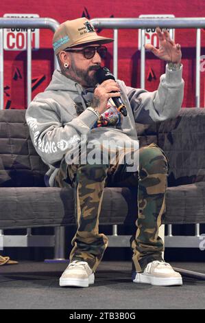 AJ McLean von den Backstreet Boys auf der German Film & Comic con Winter Edition in der Messe Dortmund. Dortmund, 03.12.2023 *** AJ McLean from the Backstreet Boys at the German Film Comic con Winter Edition at Messe Dortmund Dortmund, 03 12 2023 foto:Xn.xKubelkax/xFuturexImagex Comic con 3345 Foto Stock