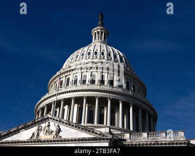 Il Campidoglio, spesso chiamato Campidoglio o Campidoglio, è la sede del Congresso degli Stati Uniti, situato su Capitol Hill Foto Stock