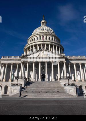 Il Campidoglio, spesso chiamato Campidoglio o Campidoglio, è la sede del Congresso degli Stati Uniti, situato su Capitol Hill Foto Stock
