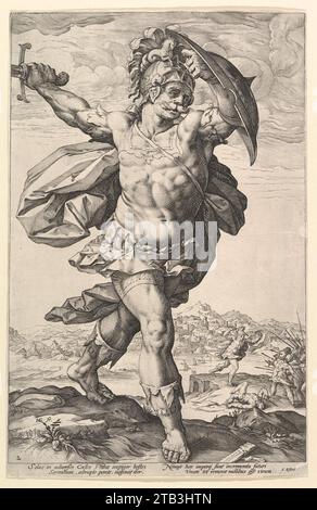 Horatius Cocles, da "The Roman Heroes" 1949 di Hendrick Goltzius Foto Stock