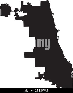 Mappa dei ward neri del CONSIGLIO COMUNALE DI CHICAGO, ILLINOIS Illustrazione Vettoriale