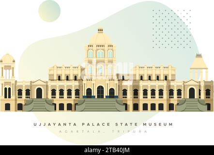 Palazzo Ujjayanta - Museo del governo Tripura come illustrazione di azioni come file EPS 10 Illustrazione Vettoriale