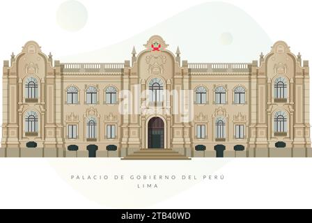 Palazzo del governo del Perù - Lima - illustrazione delle azioni come file EPS 10 Illustrazione Vettoriale