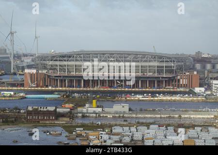 Costruzione del nuovo stadio Bramley Moore, Everton FC. Merseyside Regno Unito Foto Stock