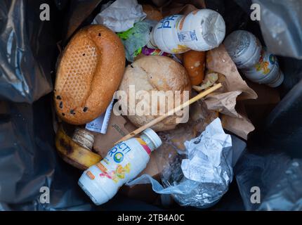 Berlino, Germania. 19 novembre 2023. 19.11.2022, Berlino. I panini giacciono in un cestino vicino a Potsdamer Platz. Credito: Wolfram Steinberg/dpa credito: Wolfram Steinberg/dpa/Alamy Live News Foto Stock