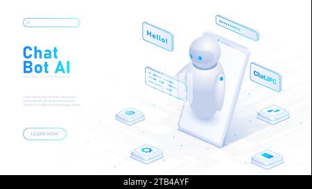 Vettore del white poster ai di chat bot Illustrazione Vettoriale